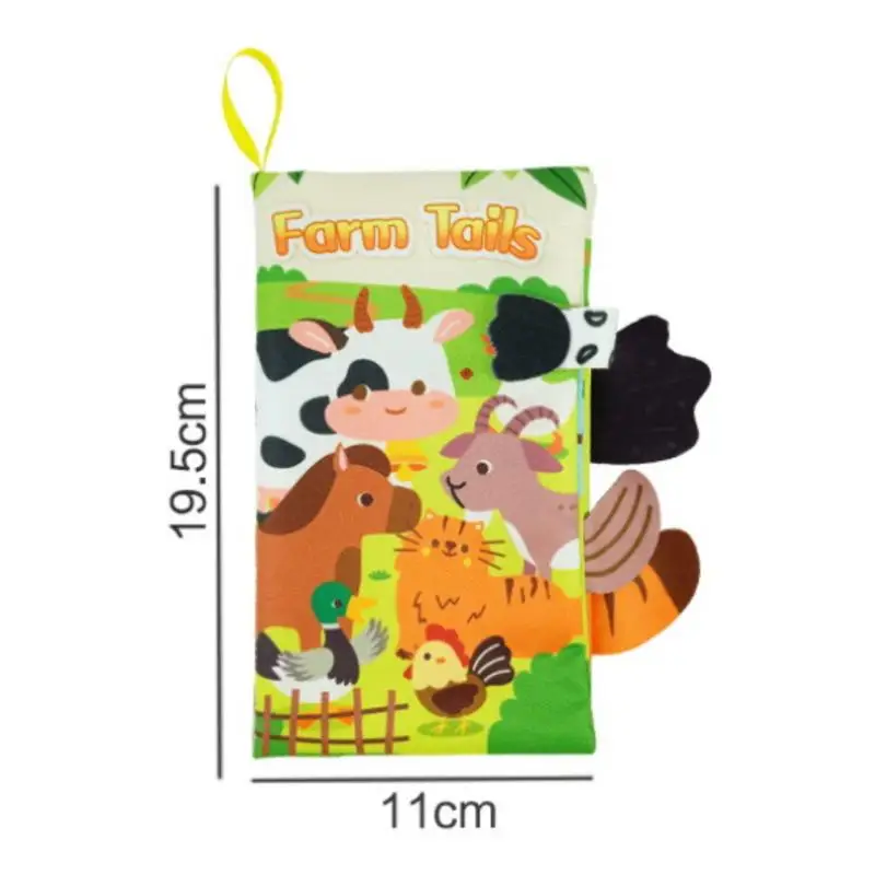 1 pz animali del fumetto coda educativa annodata libro di stoffa di carta giocattoli illuminazione libro di stoffa per bambini giocattolo 0-12 mesi regali