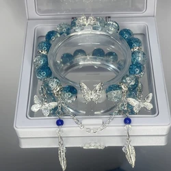 Sweet Gradient Burst Flowers Glaze Beads Niche Design Butterfly Light Luxury Bracelet Ladies Accessories Chinese Style Gift