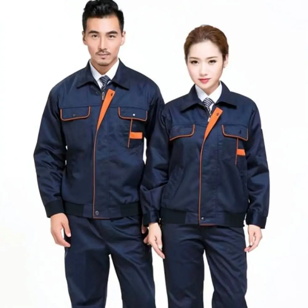 Mens Durable Workwear Uniform Set Long Sleeve Jacket Pants Auto Repair Factory Industrial Maintenance Protective Clothing