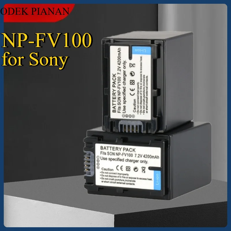 Batería de NP-FV100 de 4200mAh para cámara Sony, repuesto de alta capacidad para videocámara profesional NP-FV70, potencia 2 veces de ejecución más larga