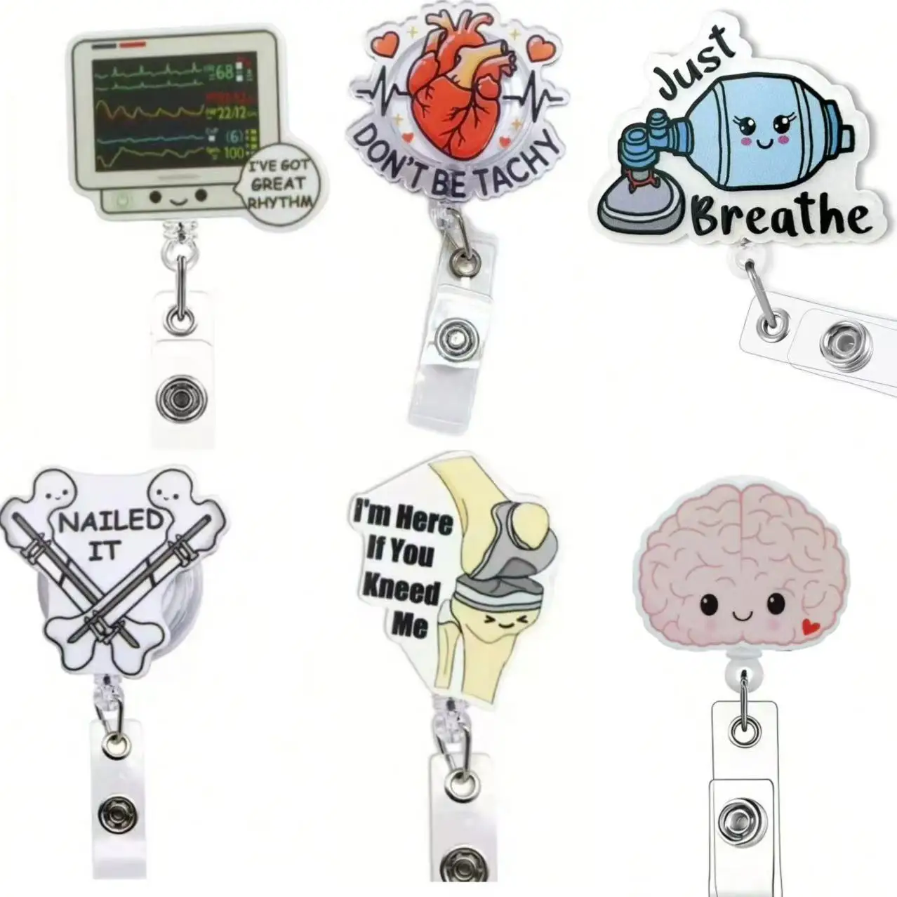 

1 шт. Милый выдвижной держатель для бейджей в медицинском стиле – акриловый держатель для удостоверений личности для врачей, медсестер, медсестер-акушерок, медперсонала.