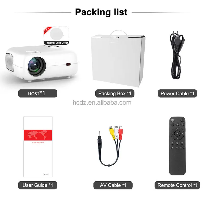 July008 Newest 3100 Lumen Full HD 1080p Video Projector Smart Home Theater Mini Projector with LED Lamp 4K Resolution