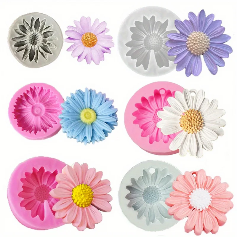 6-teilige Gänseblümchen-Blumen-Silikonform – für selbstgemachte und dekorative, lebendige Kerzenformen aus Kunstharz, perfekt für Zuhause und Party