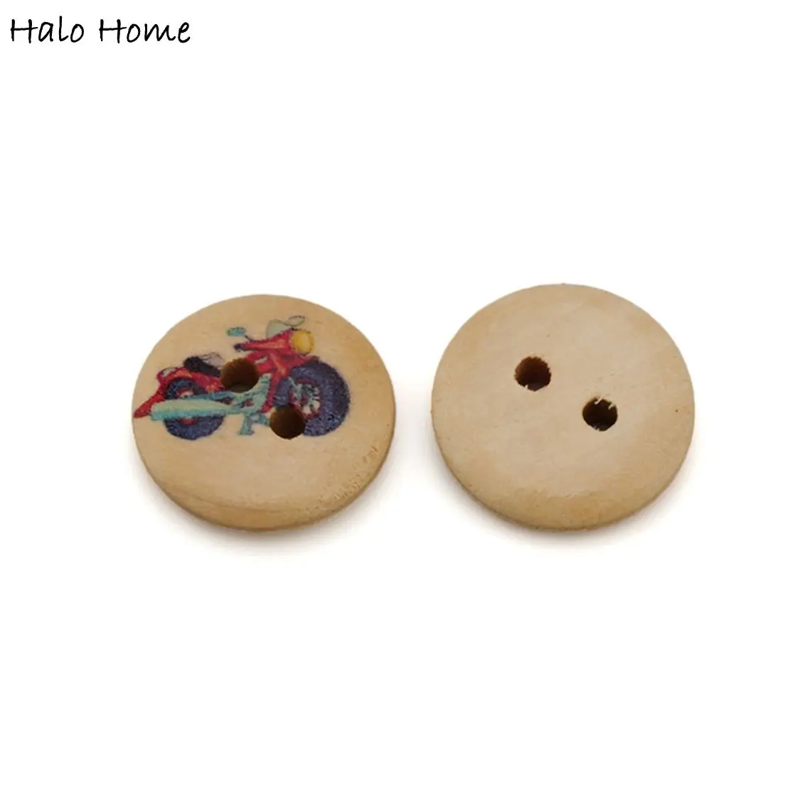 50pcs Cartoon Transportation Wooden Buttons with Airplane/Car/Train/Ship, for DIY Sewing, Kids Crafts & Scrapbooking 15mm