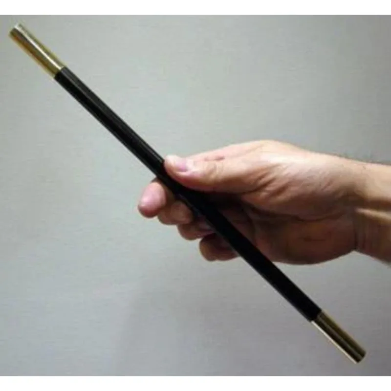 Professional Magic Wand with Brass Tips Black Illusion Tool for Close-Up Stage Street Magic Tricks Performances