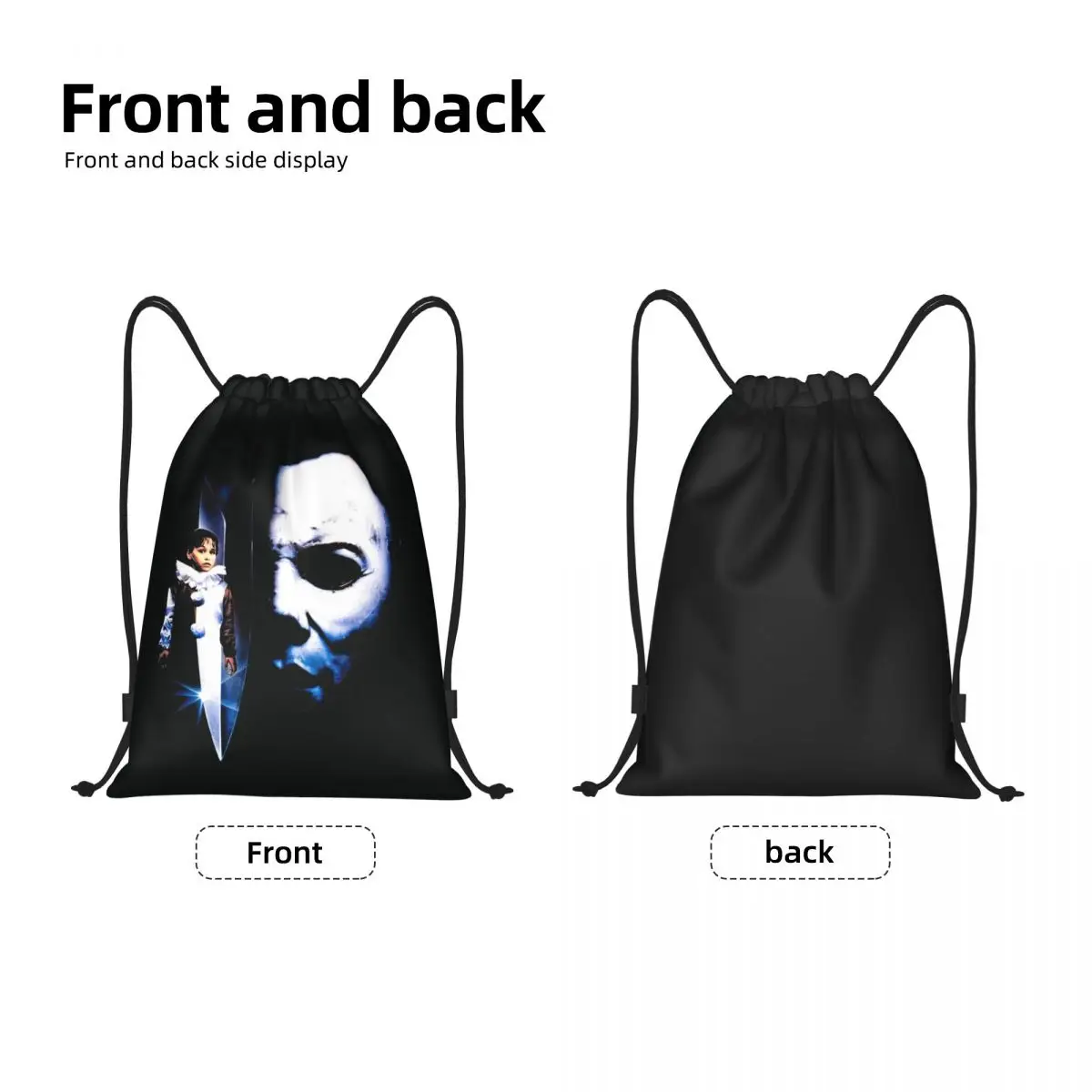 Halloween Horror Movie Michael Myers Drawstring Backpack Women Men Gym Sport Sackpack Portable Training Bag Sack
