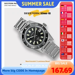 SEESTERN 62MAS Diving Watch Men Automatic Mechanical Wristwatch Luminous Bezel Waterproof NH35 Movement Sapphire Glass Bracelet