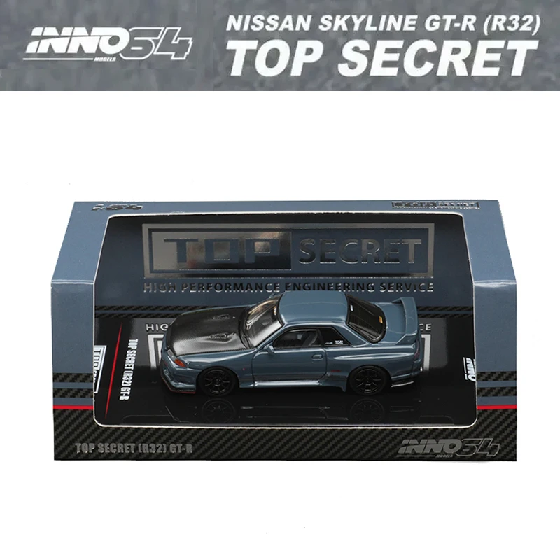 

INNO 1:64 TOP SECRET Nissan Skyline R32 GTR Stealth Grey Литая под давлением диорама Коллекция моделей автомобилей Миниатюрные игрушки
