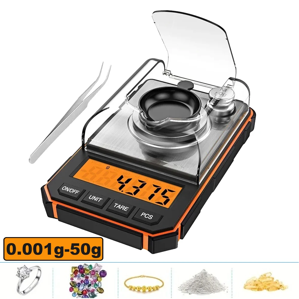 0.001g Professional Jewelry Scale 0.001g-50g High Precision Electronic Mini Digital Scale Portable Pocket Milligram Scales