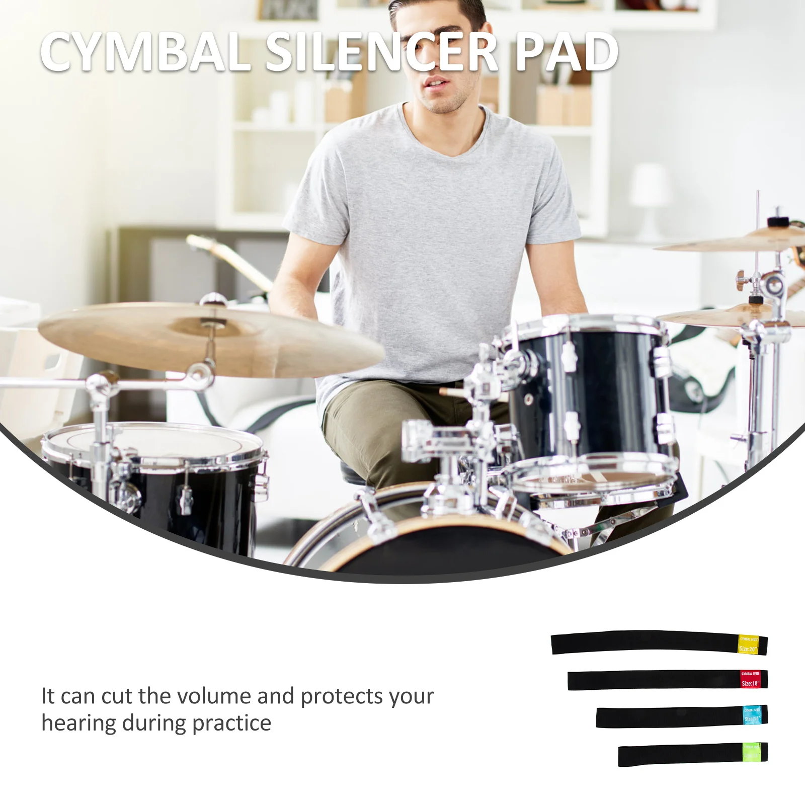 4Pcs Cymbal Pad Professional Drum Practice Mute Circles Noise Reducing Cymbal Belt Drumming Practice Pad