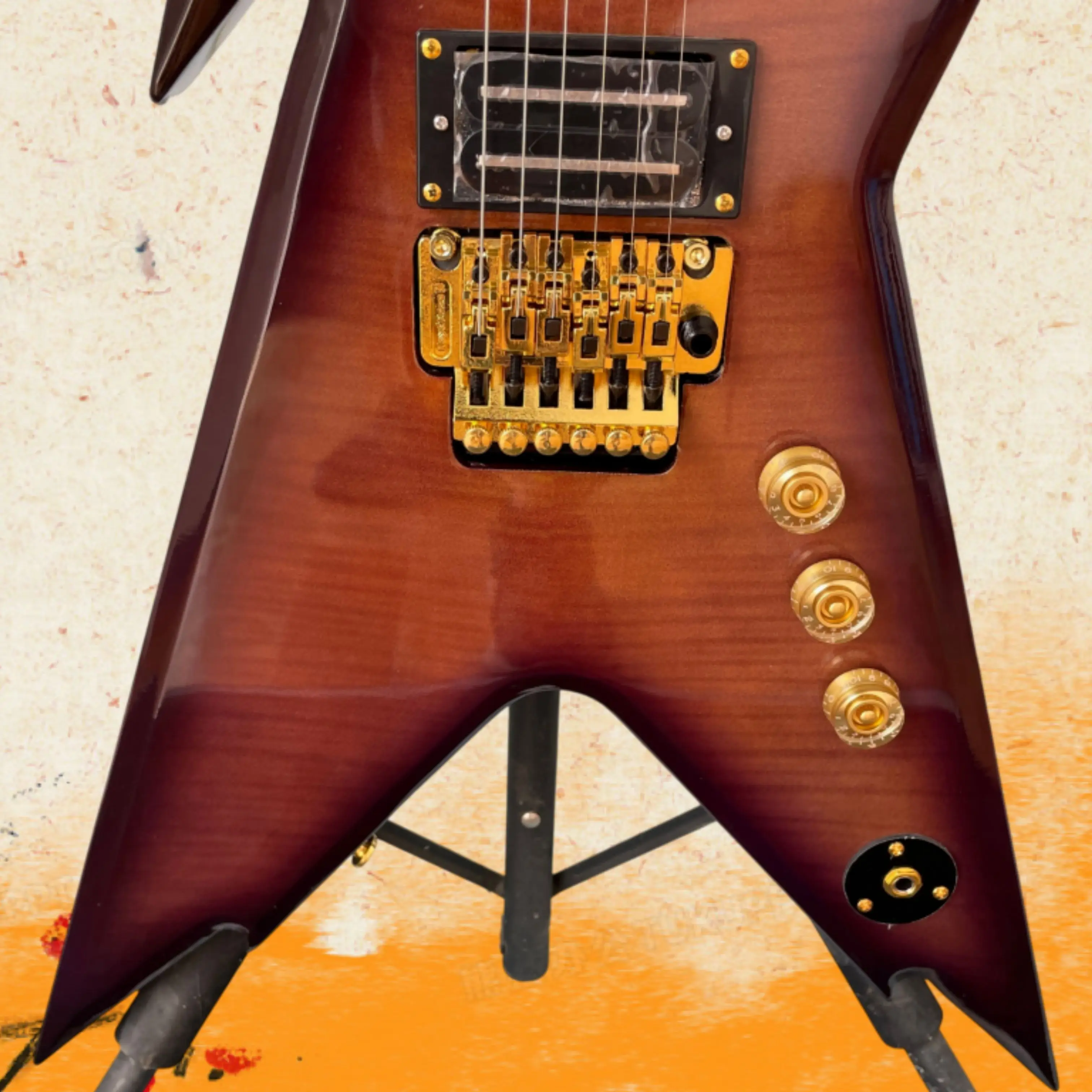 Brown Front Purple Back Electric Guitar,22 Frets Rosewood Fretboard,Gold Hardware,HH Pickups Guitars,Heavy Metal Rock Guitarra