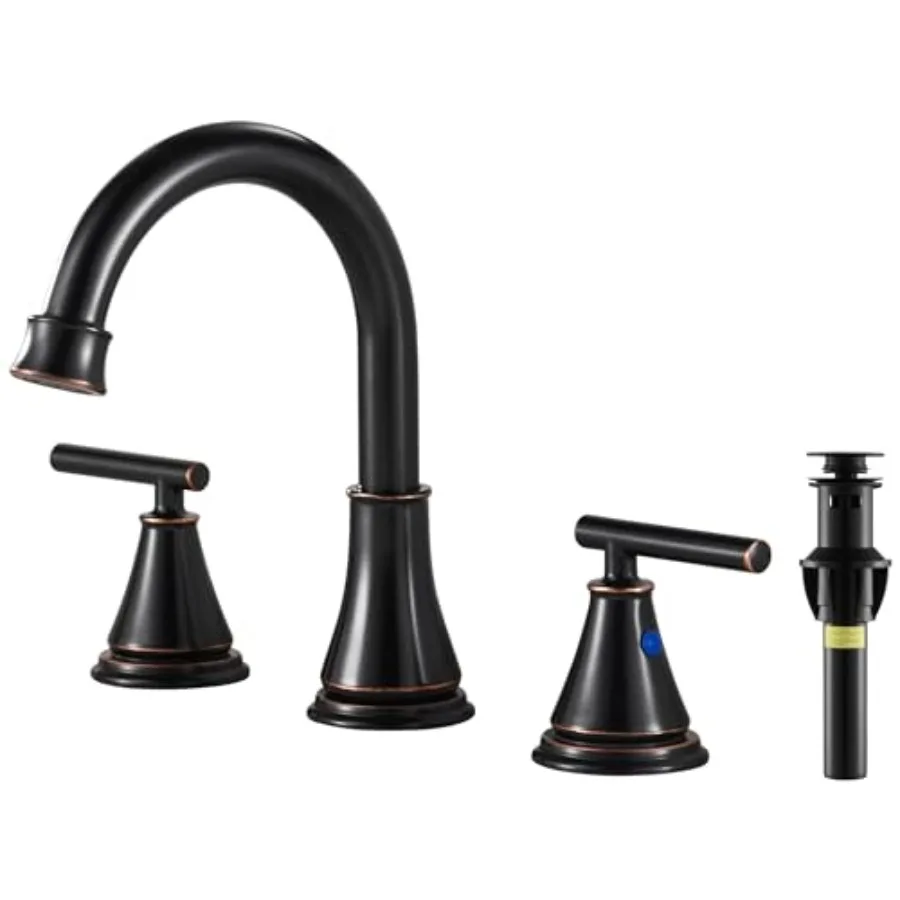

Bathroom Sink Faucet 3 Hole, Bathroom Vanity Faucet for Lavatory Sink with Pop-Up Drain, 8 Inch Widespread, 2 Handle Basin