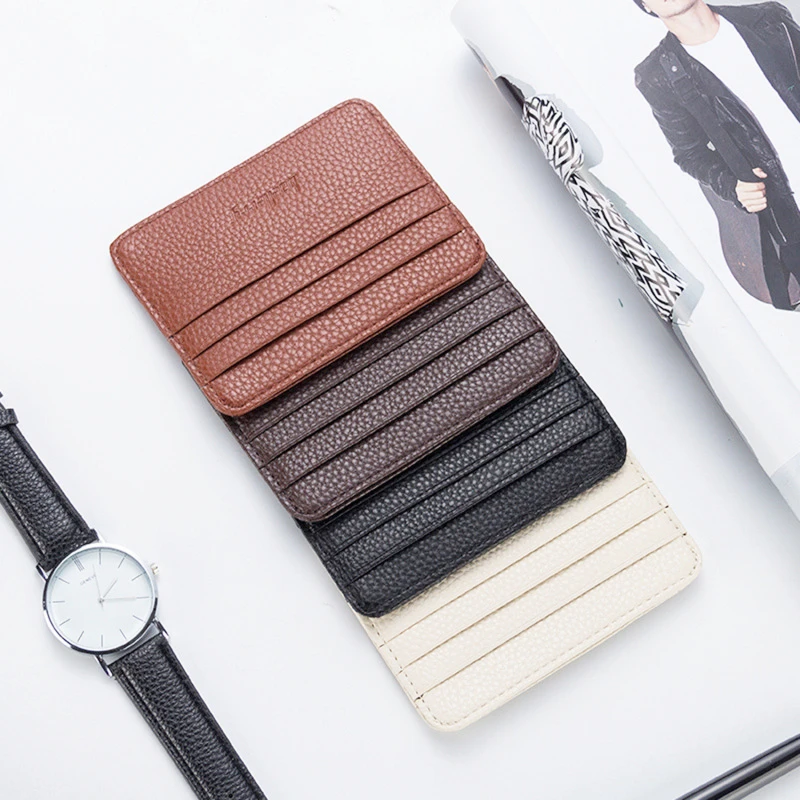 Double-sided PU Leather ID Card Holder Multi-color Bank Credit Card Case Multi-slot Ultra-thin Wallet Business Card Holder Men