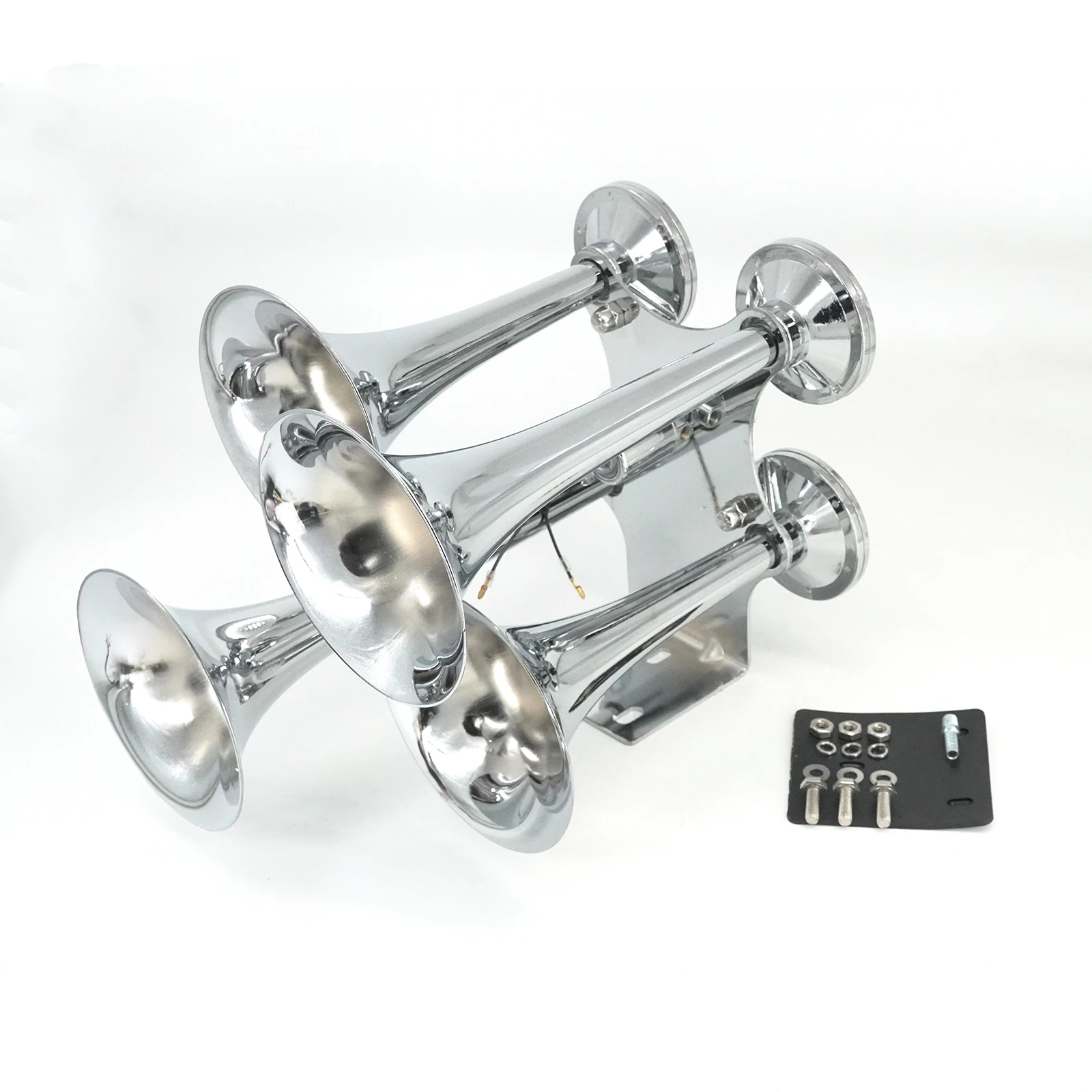 

Электрический пневматический звуковой сигнал с двойным напряжением 12 В/24 В — супер громкий четырехъядерный хромированный звуковой сигнал для грузовиков, автобусов, тяжелых транспортных средств