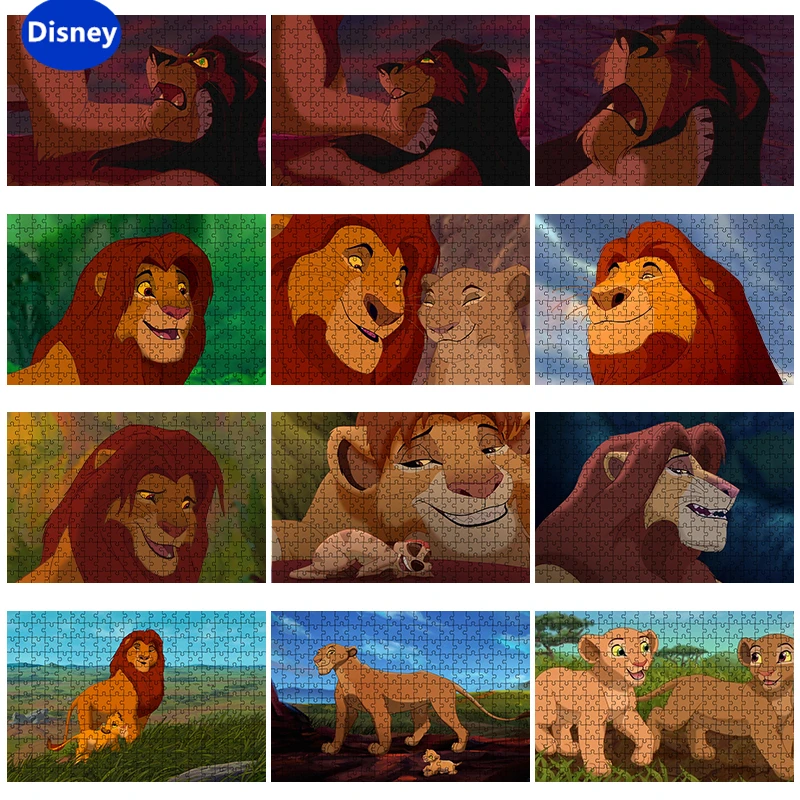 Simba Lion King Disney Cartoon Children's Brain Burning Puzzle 300/500/1000 Puzzle Game Holiday Gifts Handmade Decoration