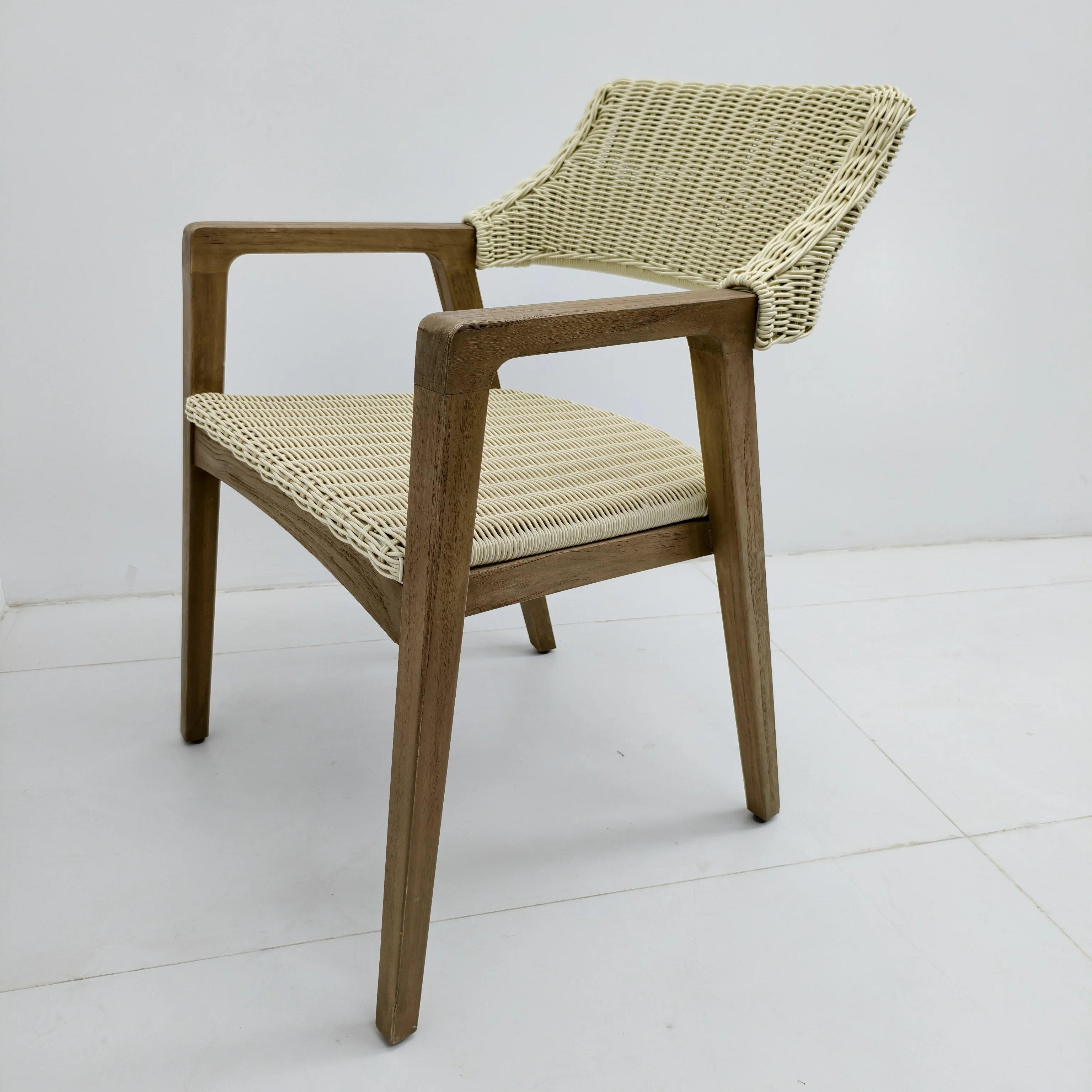 Modern Design Pastoral Style Outdoor Hotel Garden Wooden Rattan Dining Chairs كرسي استرخاء