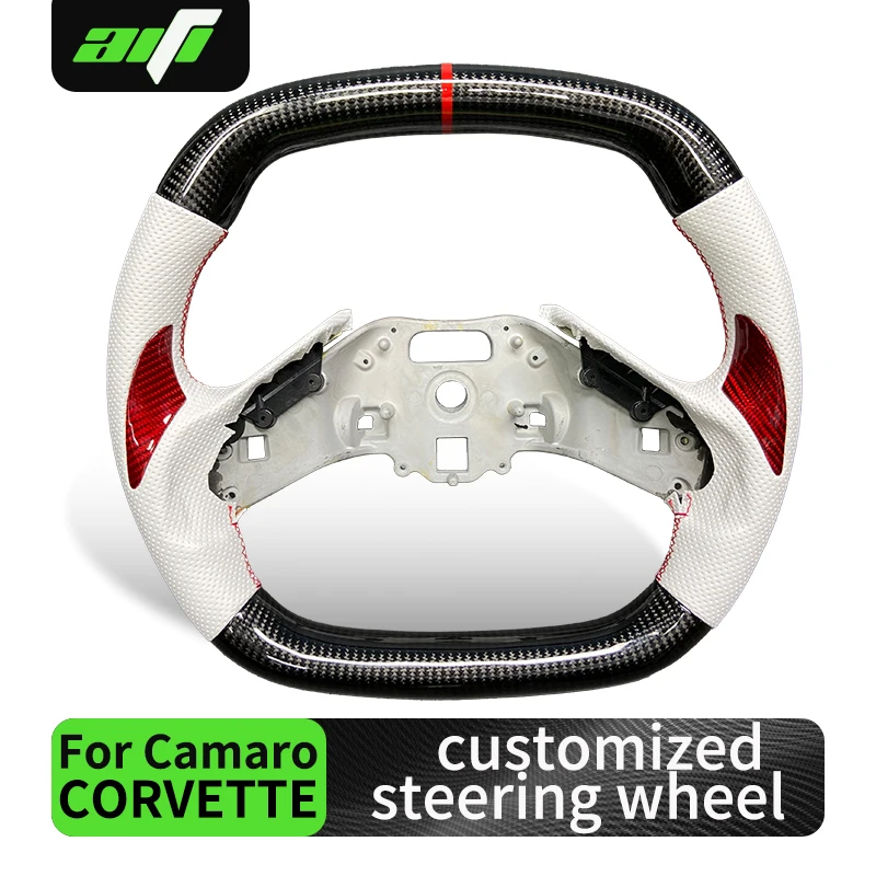

Fit for Chevrolet Corvette C8 C6 C7 C5 Carbon Fiber Perforated Leather Steering Wheel Paddle Shift LED Speed Display