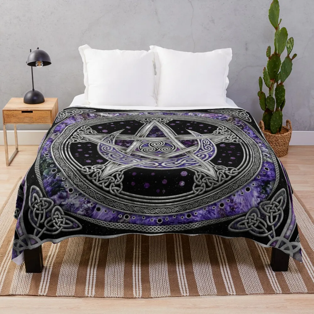 Pentagram Triskelion Amethyst Moon Throw Blanket Hair Fluffys Large Hairys Blankets