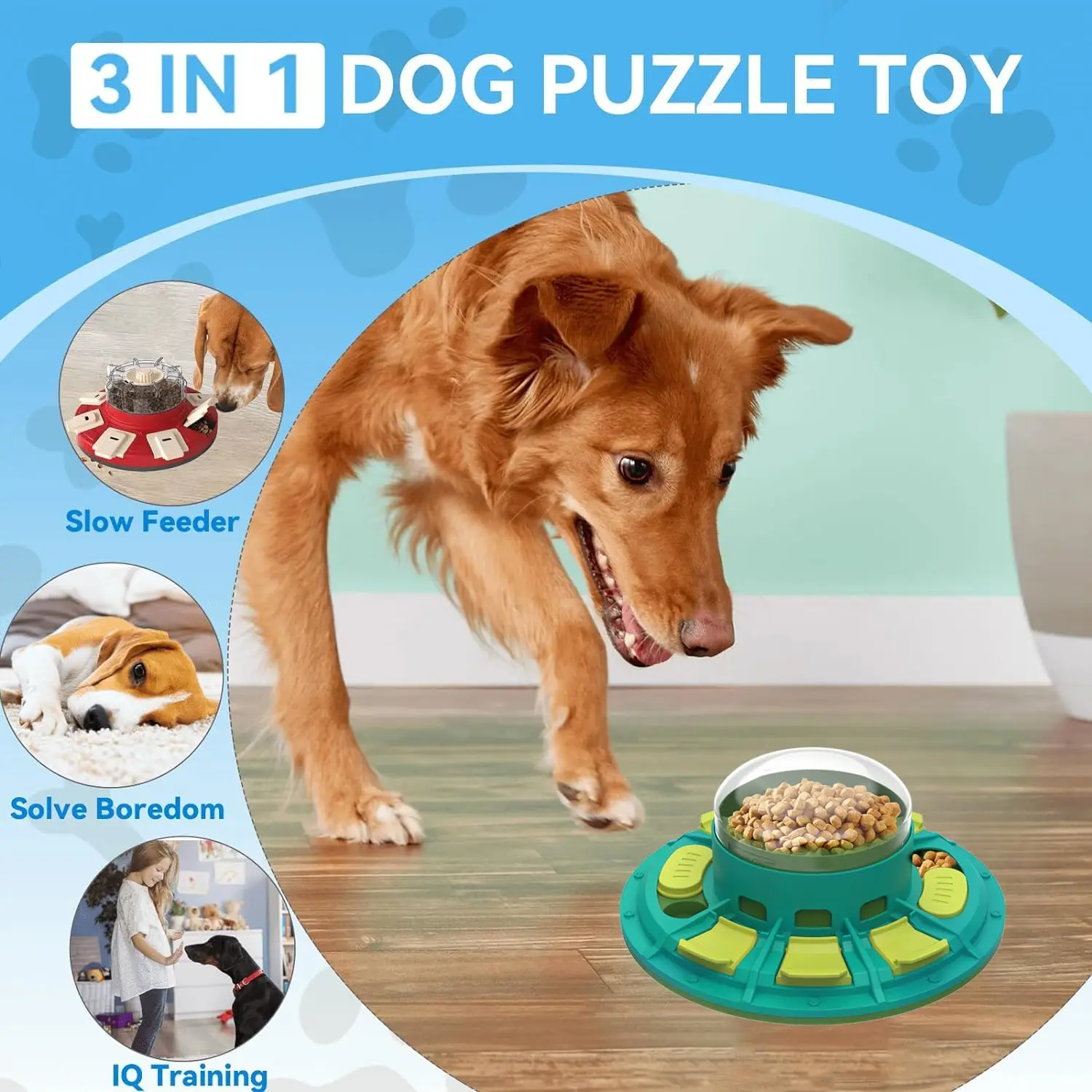 Interactive Dog Food Puzzle Toy & Slow Feeding 3 in 1 Dog Nail Scratch Board  for Small Medium, and Large Dogs Brain Stimulation