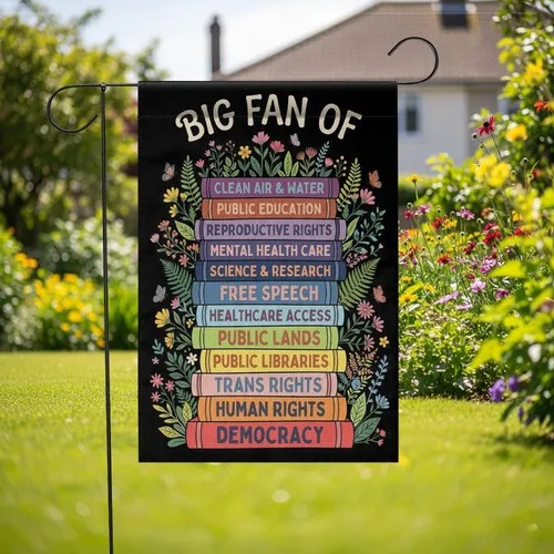 Social Justice Garden Flag Progressive Book Stack Floral Library Yard Decor AAV hhz