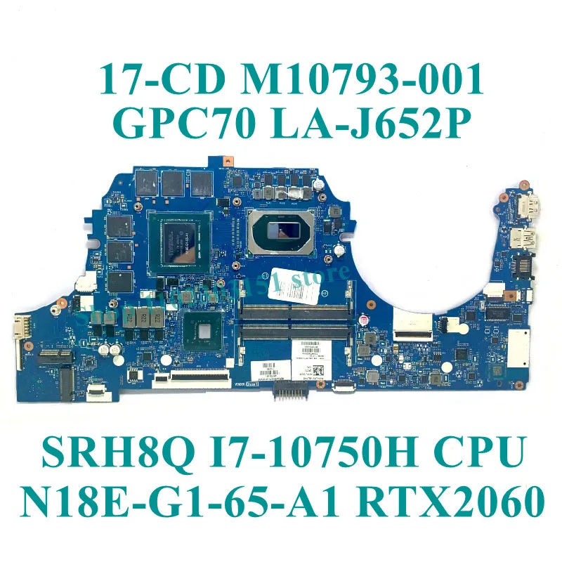 Placa-mãe portátil para HP 17-CD, L92731-001, M10793-001, I5-10300H, I7-10750H CPU Mainboard, LA-J652P, GTX1660TI, RTX2060, teste 100%