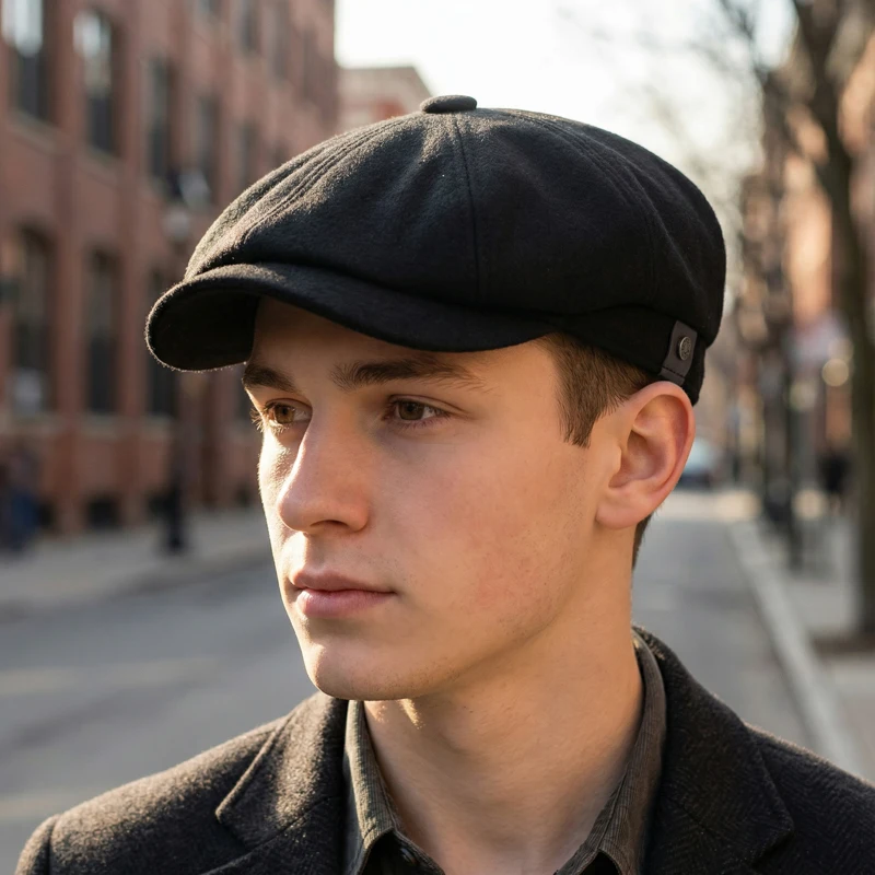 New Autumn/Winter Japanese-British Style Octagonal Newsboy Cap – Unisex Retro Versatile Beret for Outdoor Activities