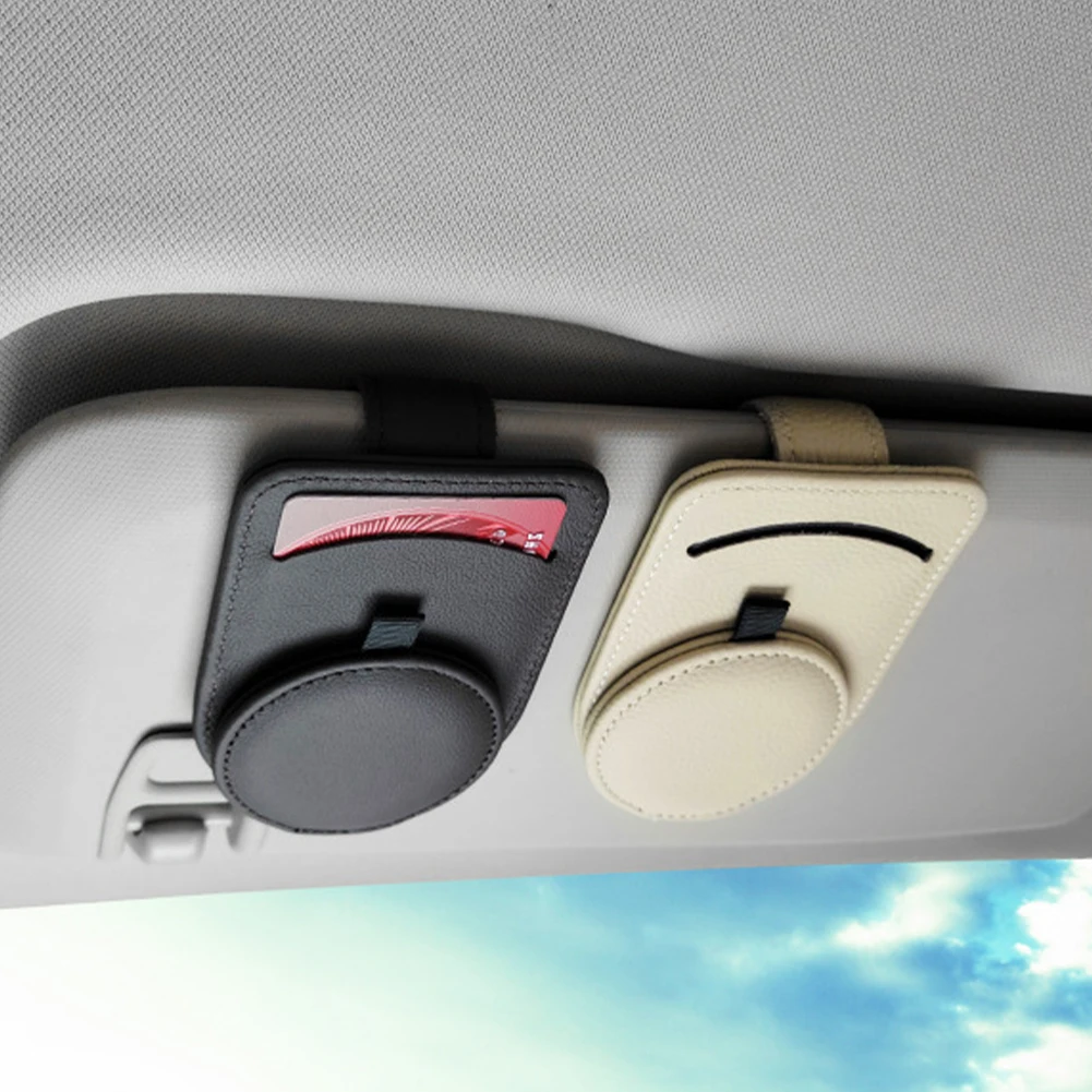 Universal Car Sun Visor Glasses Holder Leather Sunglasses Clip Mount Multifunction Portable Storage Auto Interior Accessories