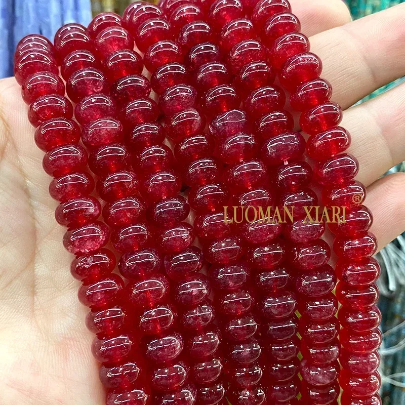 6x10MM Abacus Natuursteen Lepidoliet Chalcedoon Losse Rondelle Spacer Kralen voor Sieraden Maken DIY Armband Bedels accessoires