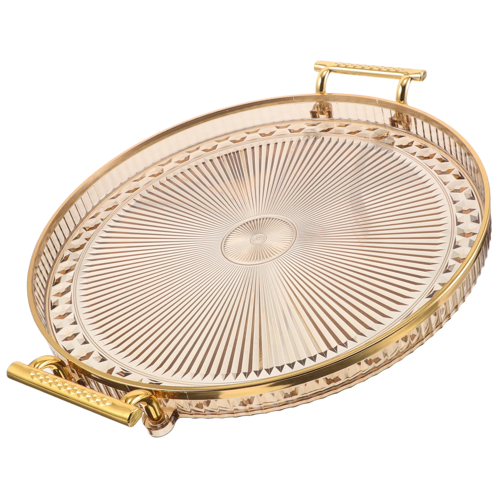 

Round Clear Plastic Serving Tray for Tea Coffee Desserts Fruits Stylish Organizer with Convenient Handles Decorative Round Tray