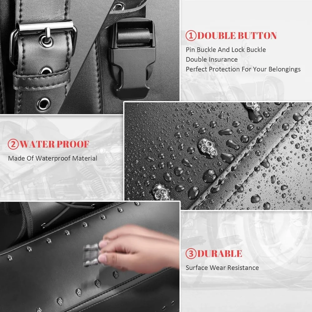 motorcycle saddlebags 32l large capacity pu leather side saddle bags waterproof hard saddle bags universal for harley honda yama