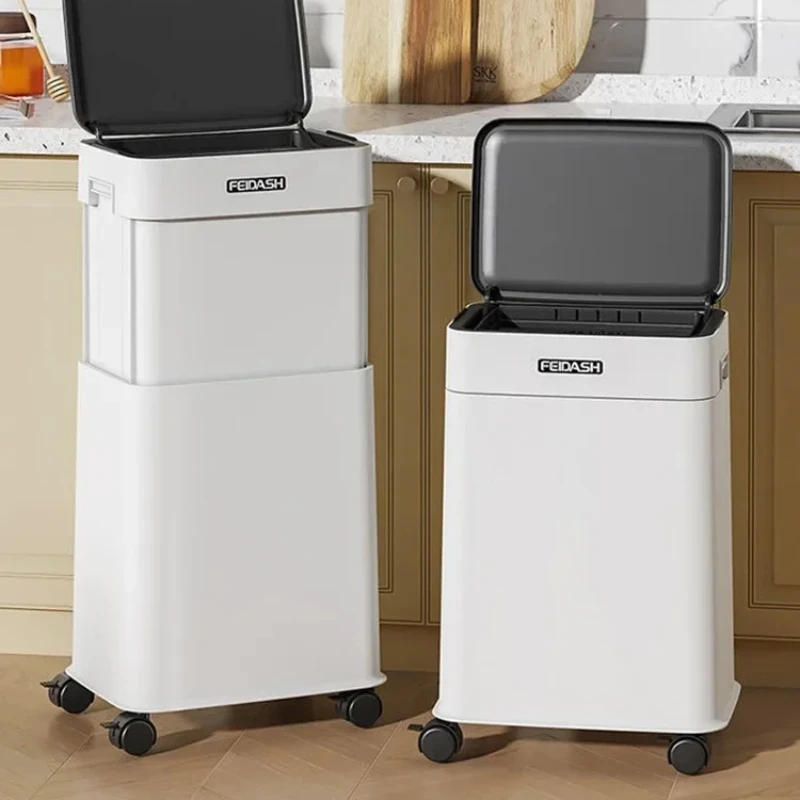 Automatic Sensor Waste Bins Large Capacity Smart Wheel Trash Can Transfer Home Trash Bin Kitchen Supply Wastebasket Kitchen