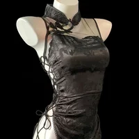 Passionate Temptation Cheongsam Retro Embroidery Belted Stand Collar Uniform Reveal Cloudy Night Sleepwear Chemise Chinese Style - Image 2