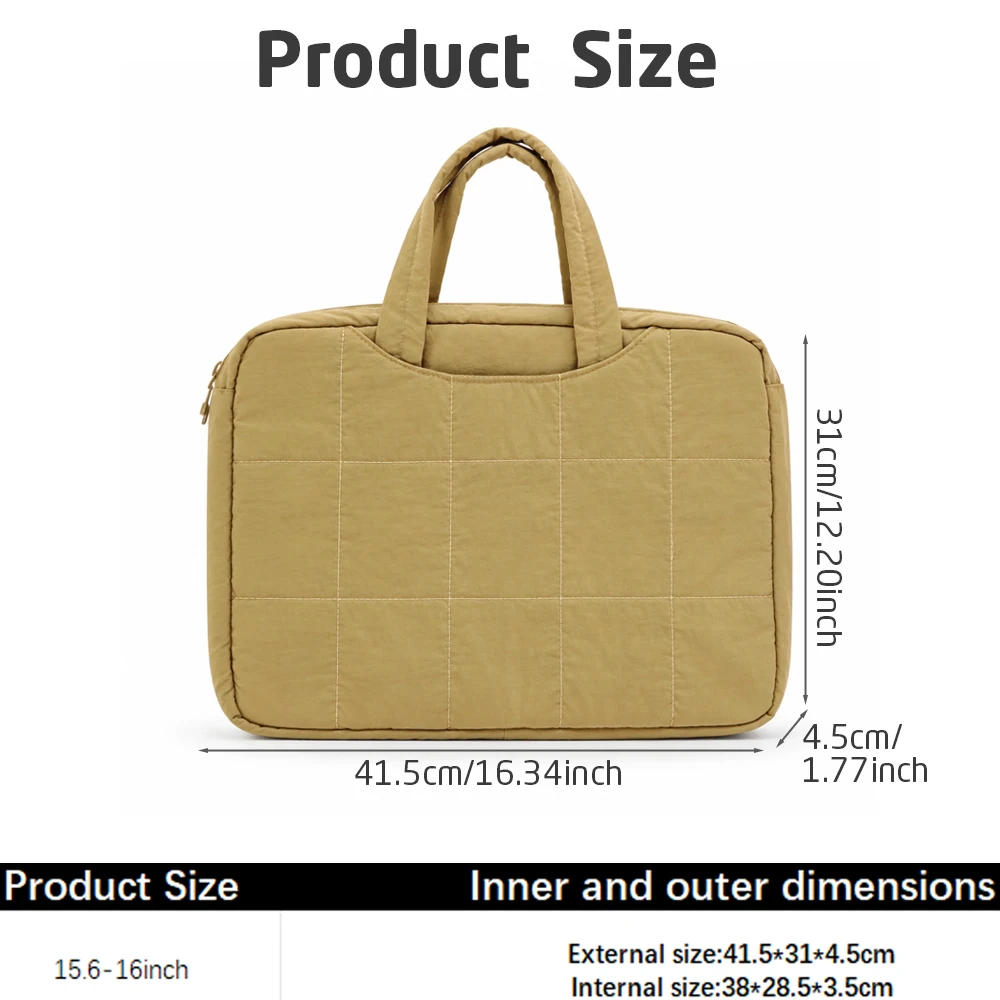 Quilted Laptop Tote Bag for Women 15.6 16 Inch Fits MacBook Dell Computer Briefcase Office Commute Business Travel Shoulder Bag