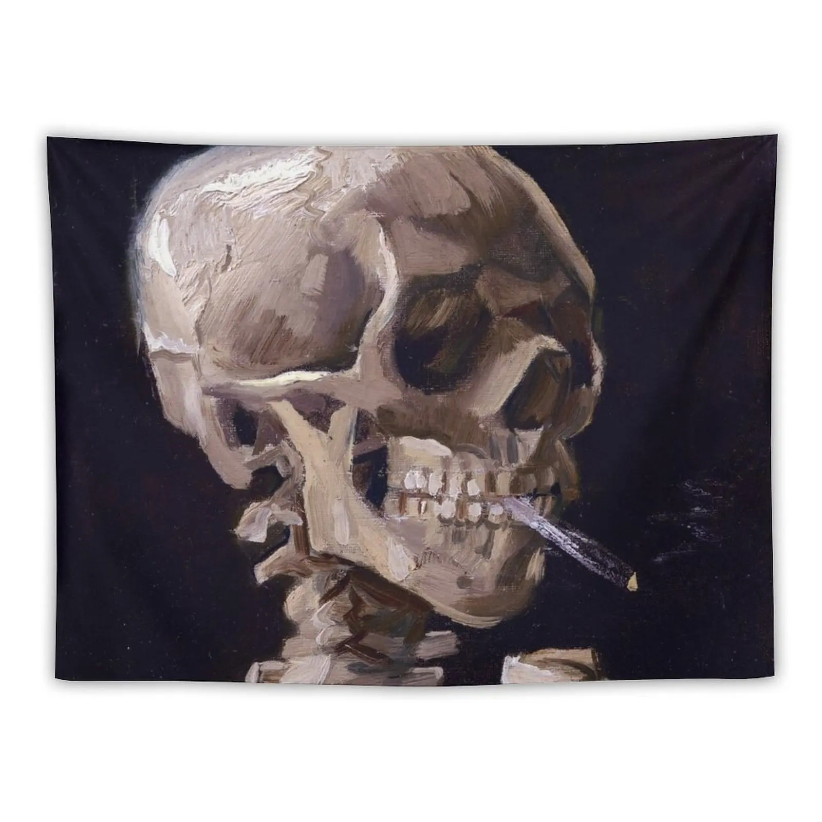 Vincent Van Gogh - Skull with Burning Cigarette (new color edit) Tapestry Korean Room Decor Wall Decor Hanging Tapestry