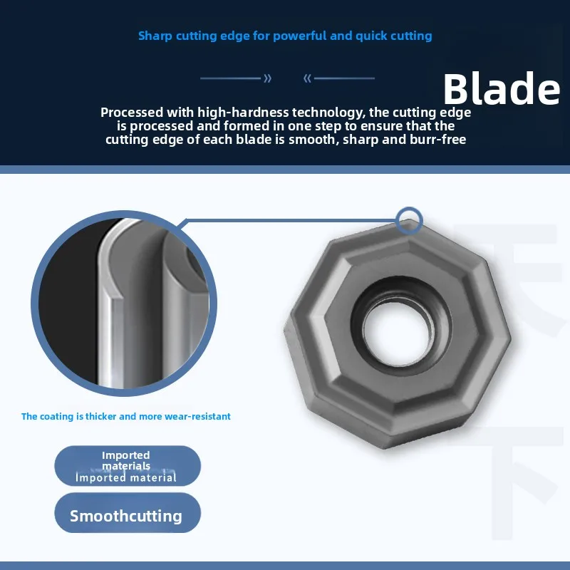 ONMU050404 Heavy Duty Octagon 16-Edge Carbide CNC Milling Insert, for Steel/Stainless, Precision Machining