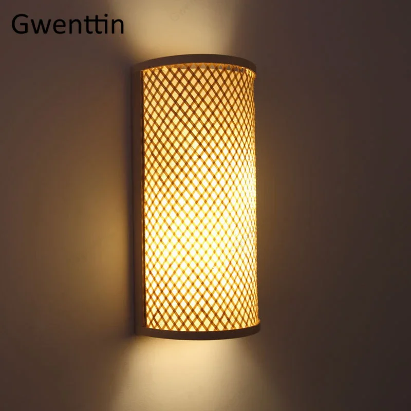 

Bamboo Wall Lights Sconces Southeast Asia Japanese Country Home Decor LED Light Fixtures Bedroom Stairs Bathroom Lamp Luminarias