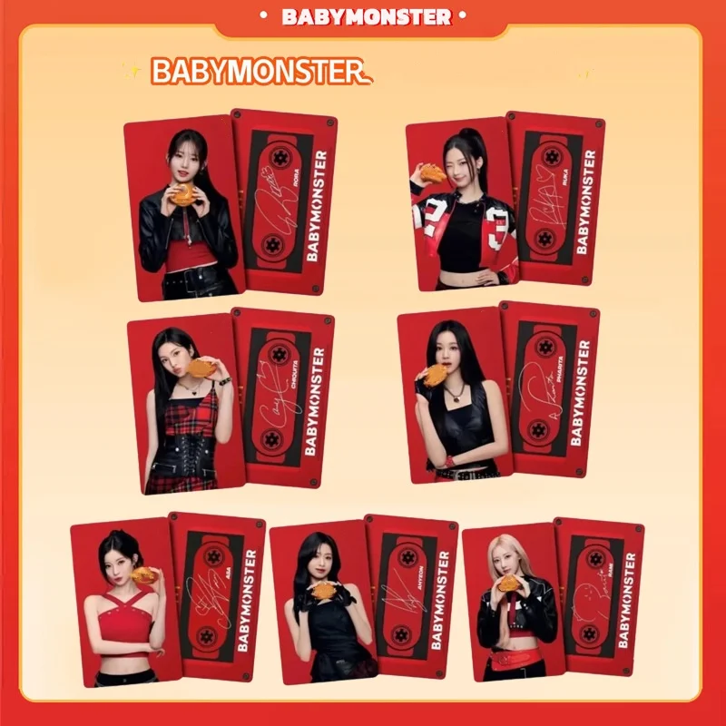 

7/8Pcs/Set KPOP BABYMONSTER RED LOMO Cards Ahyeon Asa Rami Chiquita Specking Photocards BM Fans Birthday Collections Gift Cards