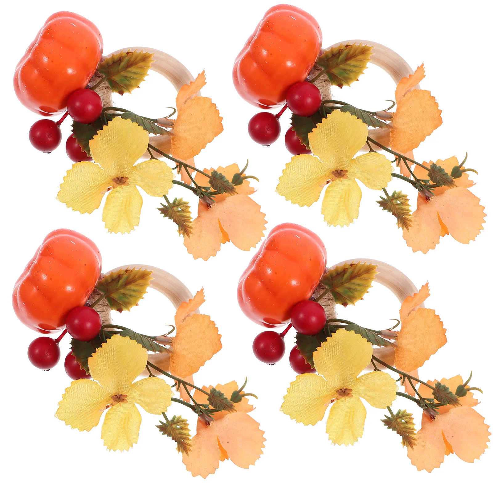 

4 Pcs Pumpkin Napkin Rings Party Gold Lifelike Shape Thanksgiving Harvest Halloween Holders Fall Banquet