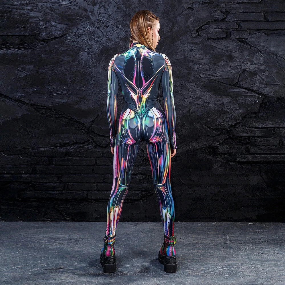 Halloween Colour Printing Fashion Bodysuit Movie Hero Holiday Party Jumpsuit Zentai Skintight Funny Adult Cosplay Costume