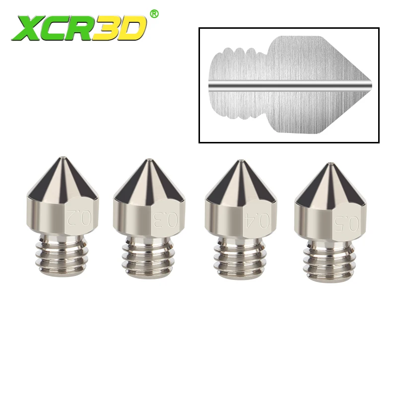 

XCR3D TC4 High Quality MK8 Nozzle 0.2/0.3/0.4/0.5mm Titanium Alloy High Temperature Wear Resistant Extruder For 3D Printer Parts