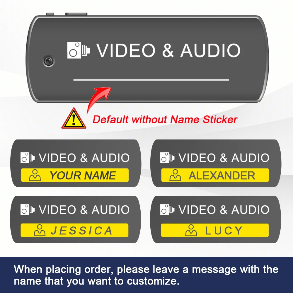 CammPro C1 Mini Nameplate Recorder Audio Video Recording Easy Operation Camcorder Customized 1080P WiFi Remote Body Worn Camera