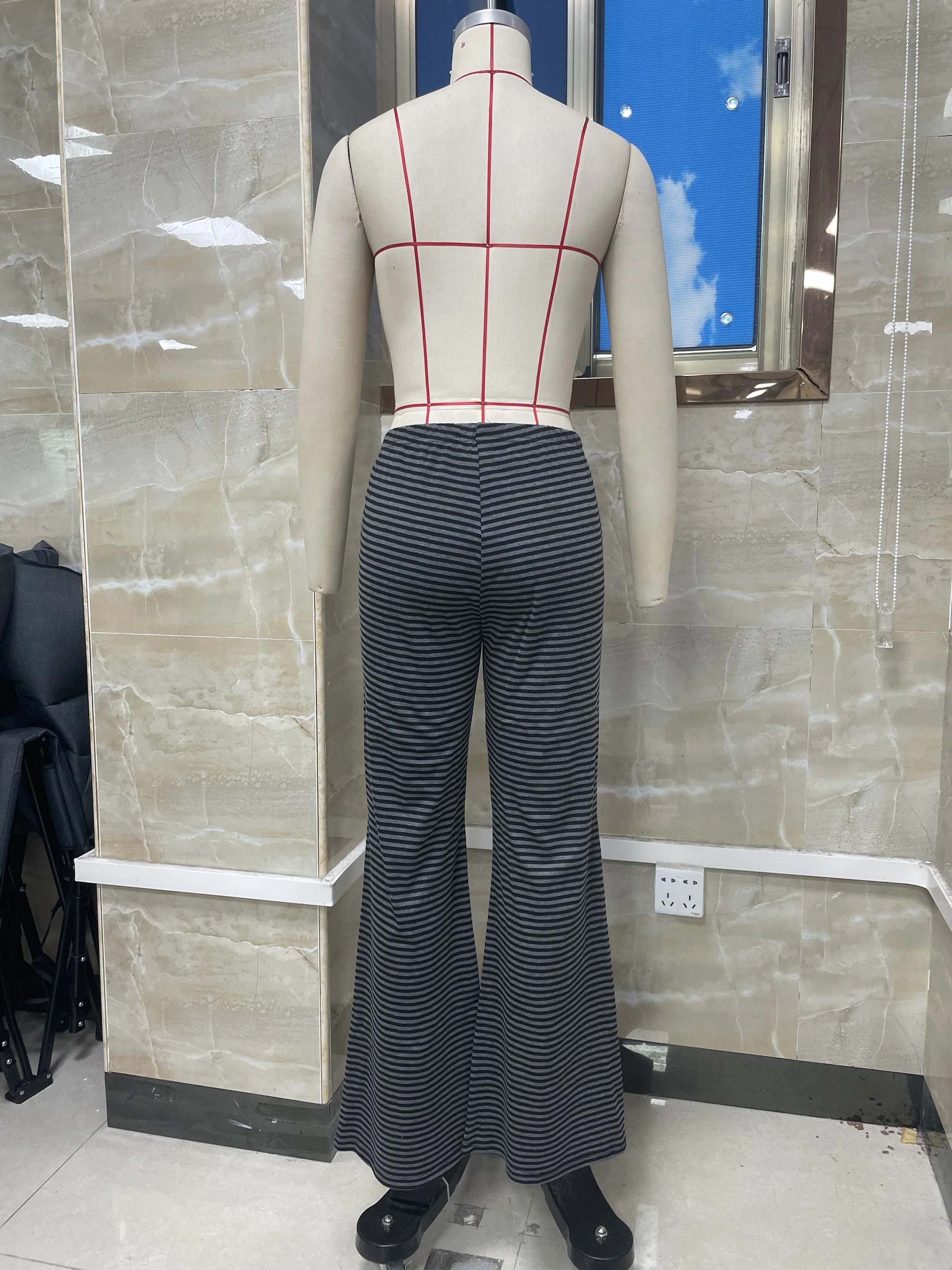 Elevate Your Style with our Black Striped Cotton Pants - Available in S, M, L for a Perfect Fit!