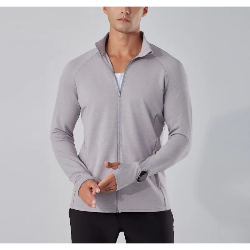 Men's Running Top with Thumbhole Watch Hole Spring and Autumn Running Training Zipper Top Men's Sports Training Clothing