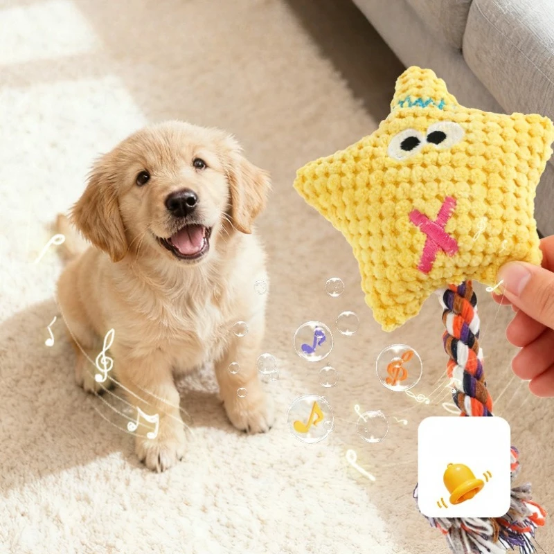Hundespielzeug, Hunde-Quietschspielzeug, reißfestes Cord-Plüsch-Kauspielzeug, Baumwollseil, interaktives Spielzeug für Welpen, kleine und mittelgroße Hunde