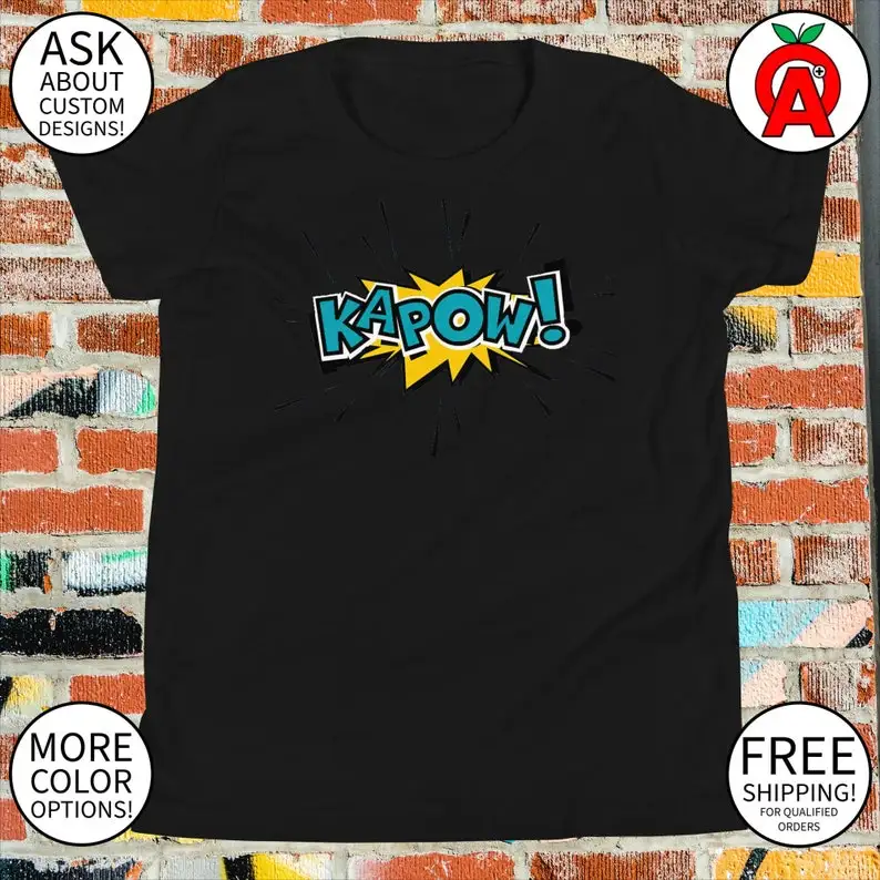 

Ka-Pow Comic Book Style T-Shirt - Mens Womens Unisex Youth Short Sleeve - Superhero Graphic Tee