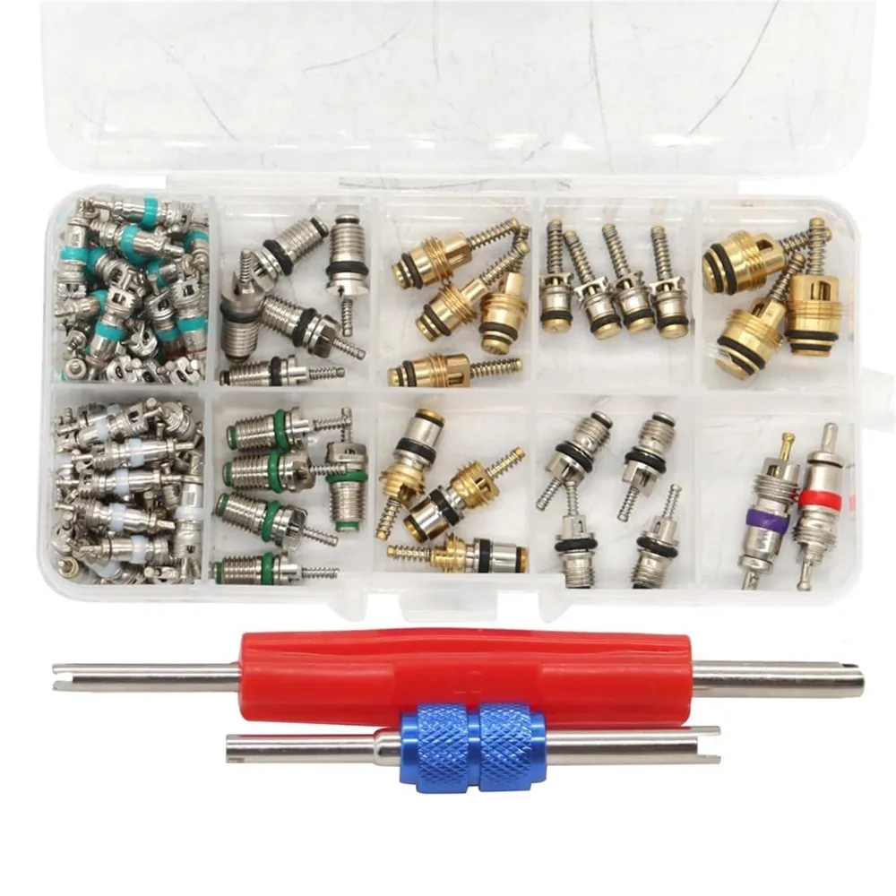 Kit Assortment Kit A/C Core Valves 102Pcs/box Auto Accessories Valve Core Assortment Set Core Valves Kit Automotive Use