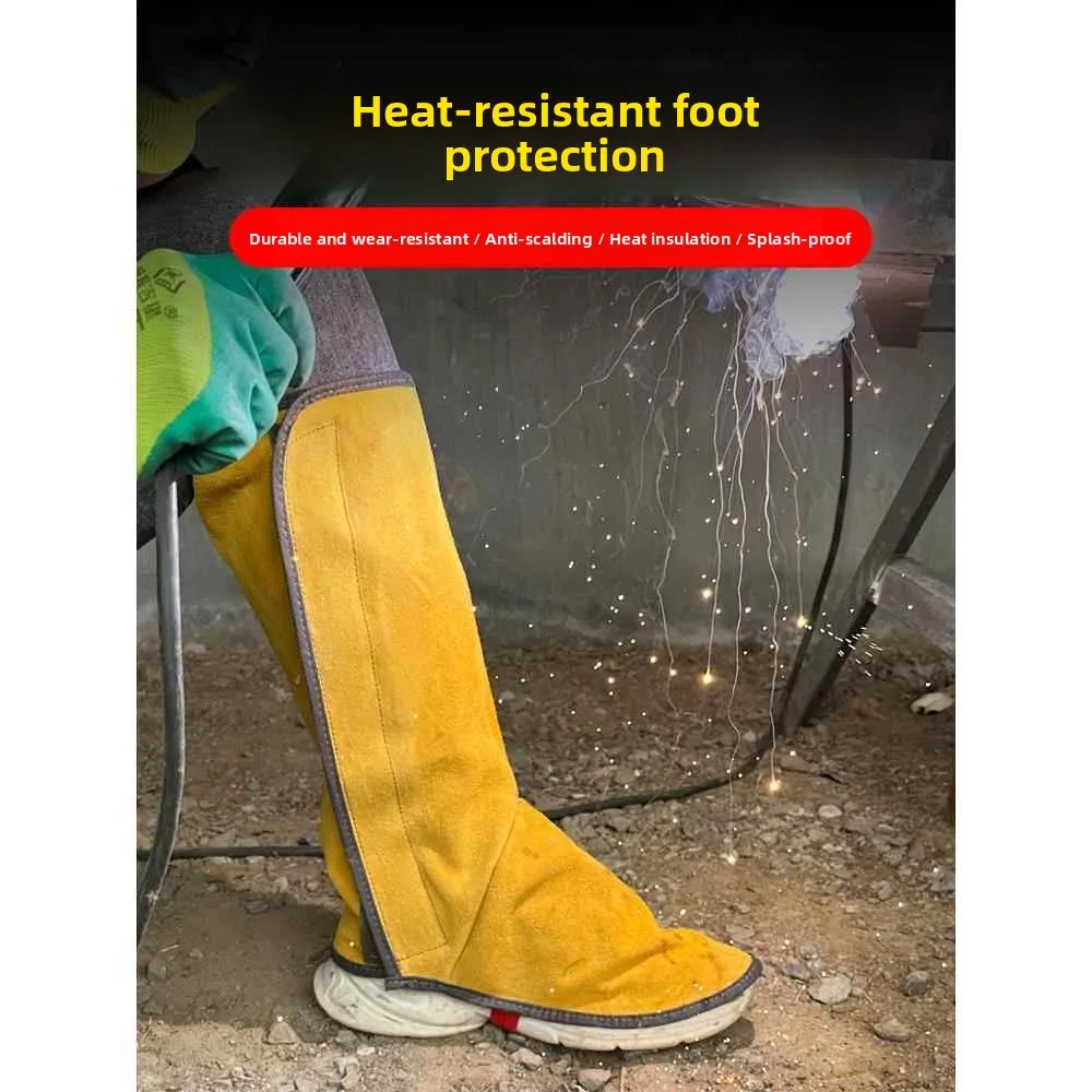 

Leather Welding Shoe Covers Heat Resistant Protection Leg Cover Shield High Temperature Resistant Flame Retardant Welding Gear