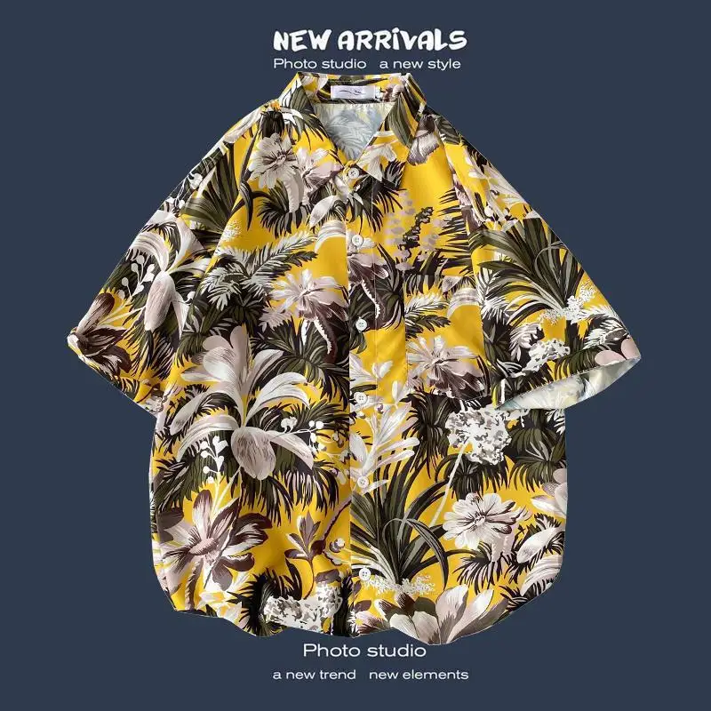 2024 Nieuwe Hoge Kwaliteit Brede Dennenbloesem Shirt Casual Heren En Dames Zomer Dun Reiskantoor Hawaii Shirt Met Korte Mouwen