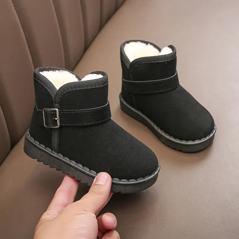 Children Snow Boot 2024 Winter Plush Thick Short Boot Cotton Shoe Warm Shoe Soft Soled Children Cotton Shoe Winter Boots Girl