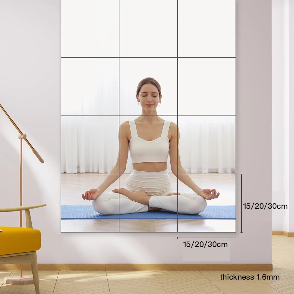 Acrylic Mirror Tiles for Wall – Self-Adhesive, Unbreakable Mirror for Kids, Toddler, Bedroom, Bathroom & Home Gym, Safe